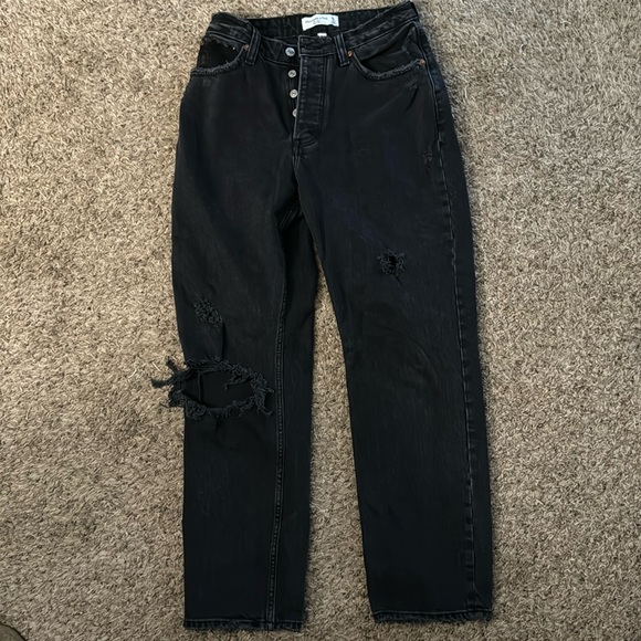 Abercrombie and Fitch Dad High Rise Curve Love Jeans 26 extra short - Picture 2 of 4
